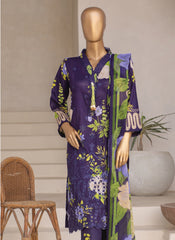 Embroidered 3-Piece Lawn Suit with Chiffon Dupatta