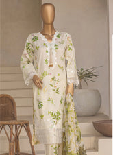 Embroidered 3-Piece Lawn Suit with Chiffon Dupatta