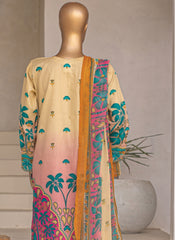 Embroidered 3-Piece Lawn Suit with Chiffon Dupatta