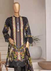 Embroidered 3-Piece Lawn Suit with Chiffon Dupatta