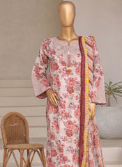 Embroidered 3-Piece Lawn Suit with Chiffon Dupatta