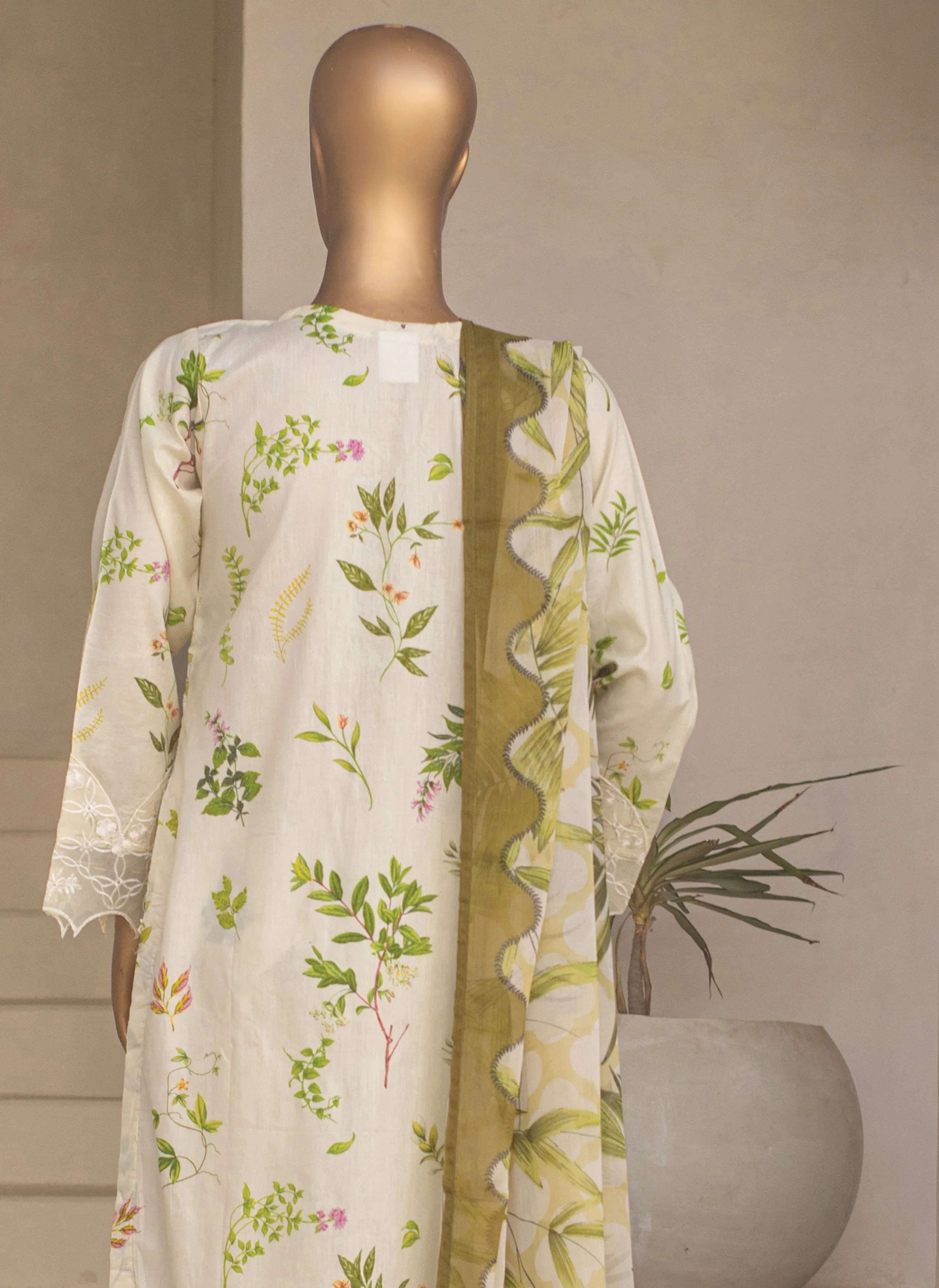 Embroidered 3-Piece Lawn Suit with Chiffon Dupatta