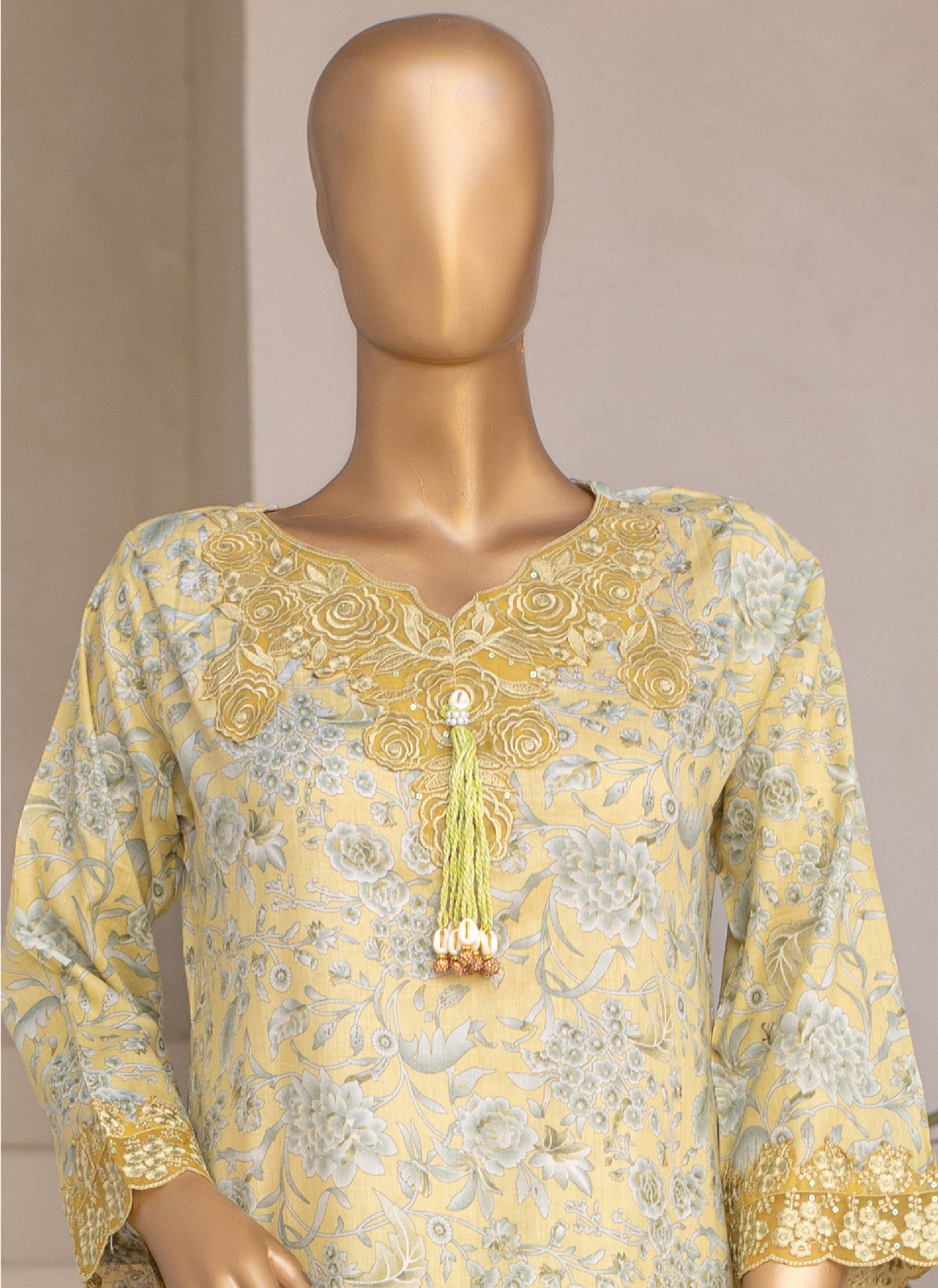 Embroidered 3-Piece Lawn Suit with Chiffon Dupatta