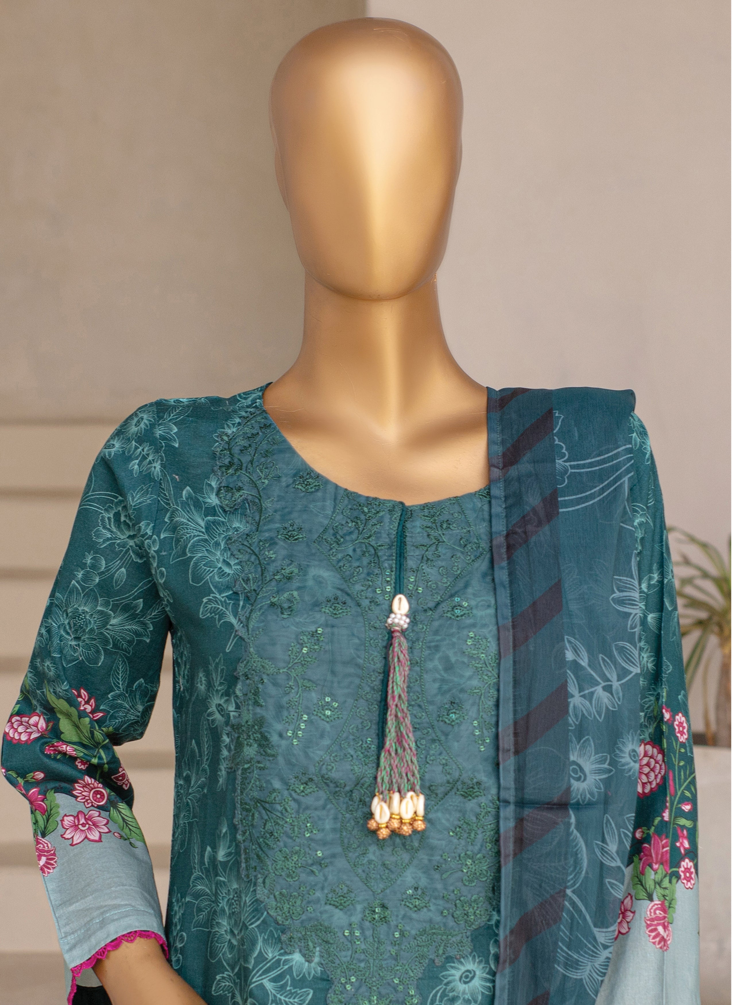Embroidered 3-Piece Lawn Suit with Chiffon Dupatta