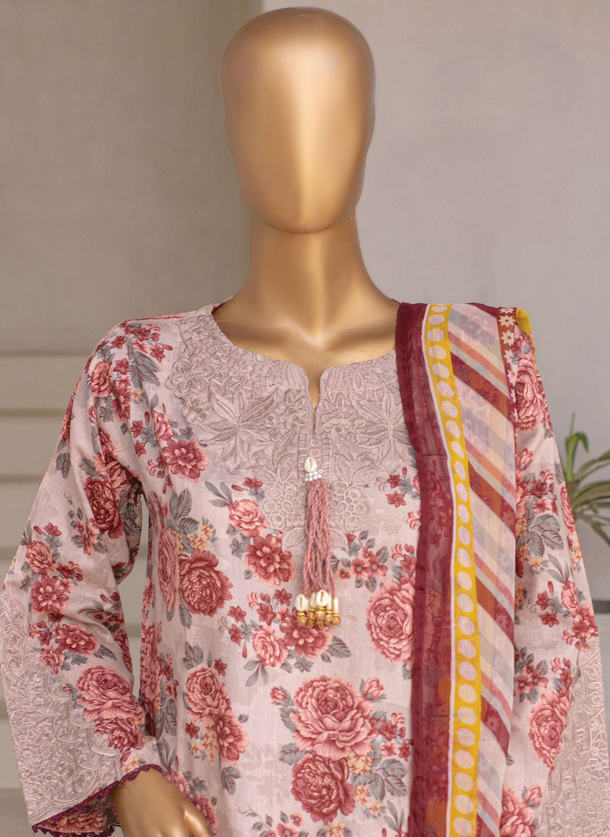 Embroidered 3-Piece Lawn Suit with Chiffon Dupatta
